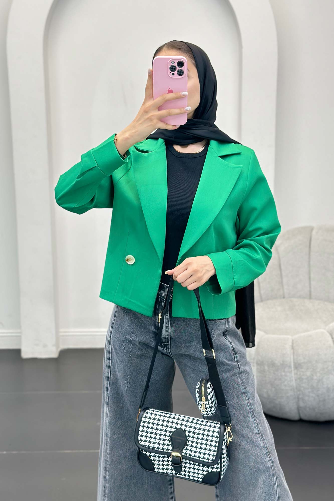 کت کراپ مازراتی آستین پف حانیه