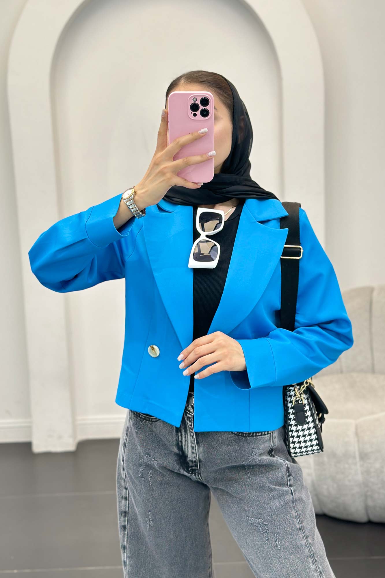 کت کراپ مازراتی آستین پف حانیه