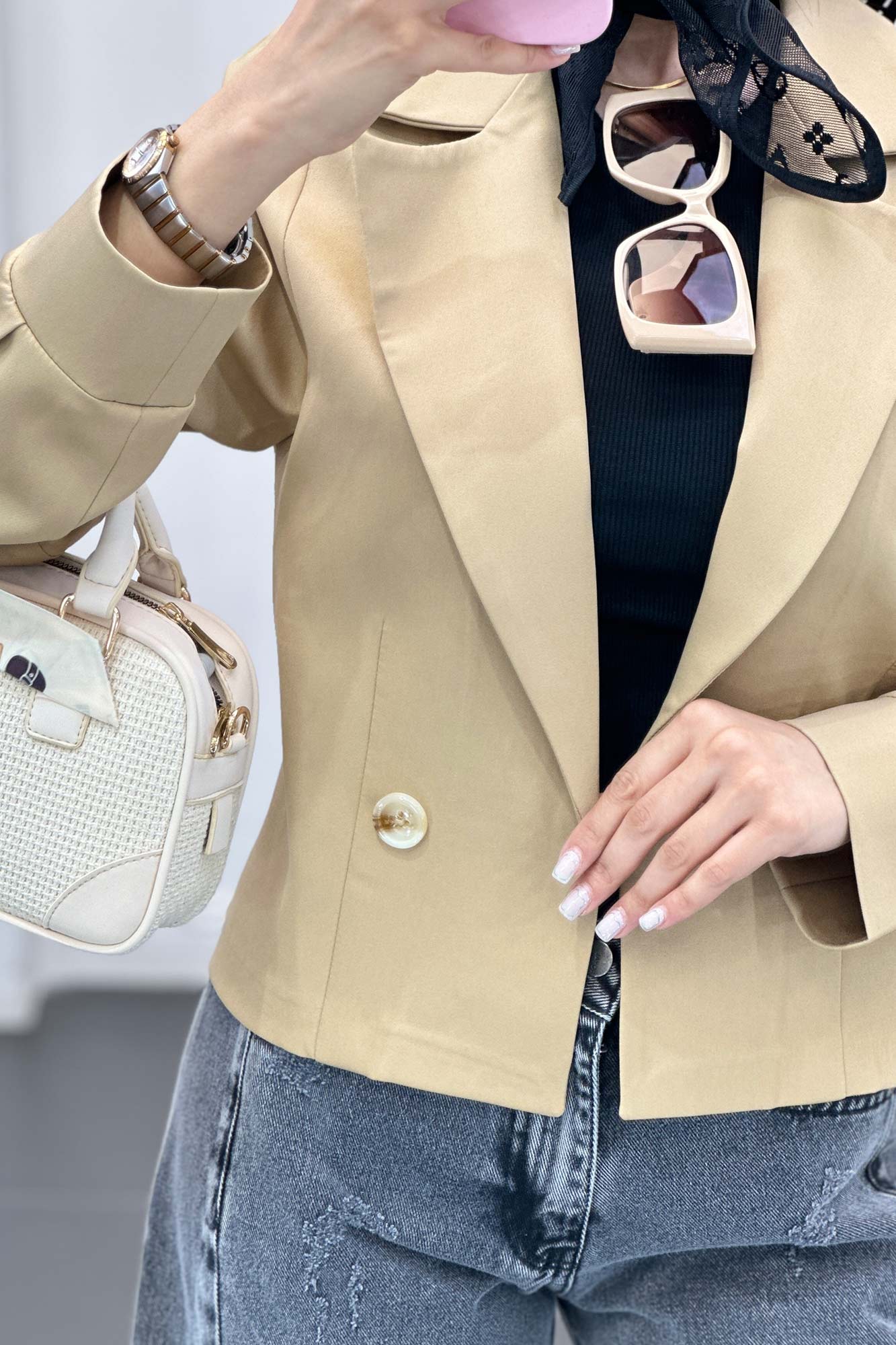 کت کراپ مازراتی آستین پف حانیه