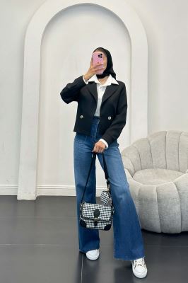 کت کراپ مازراتی آستین پف حانیه