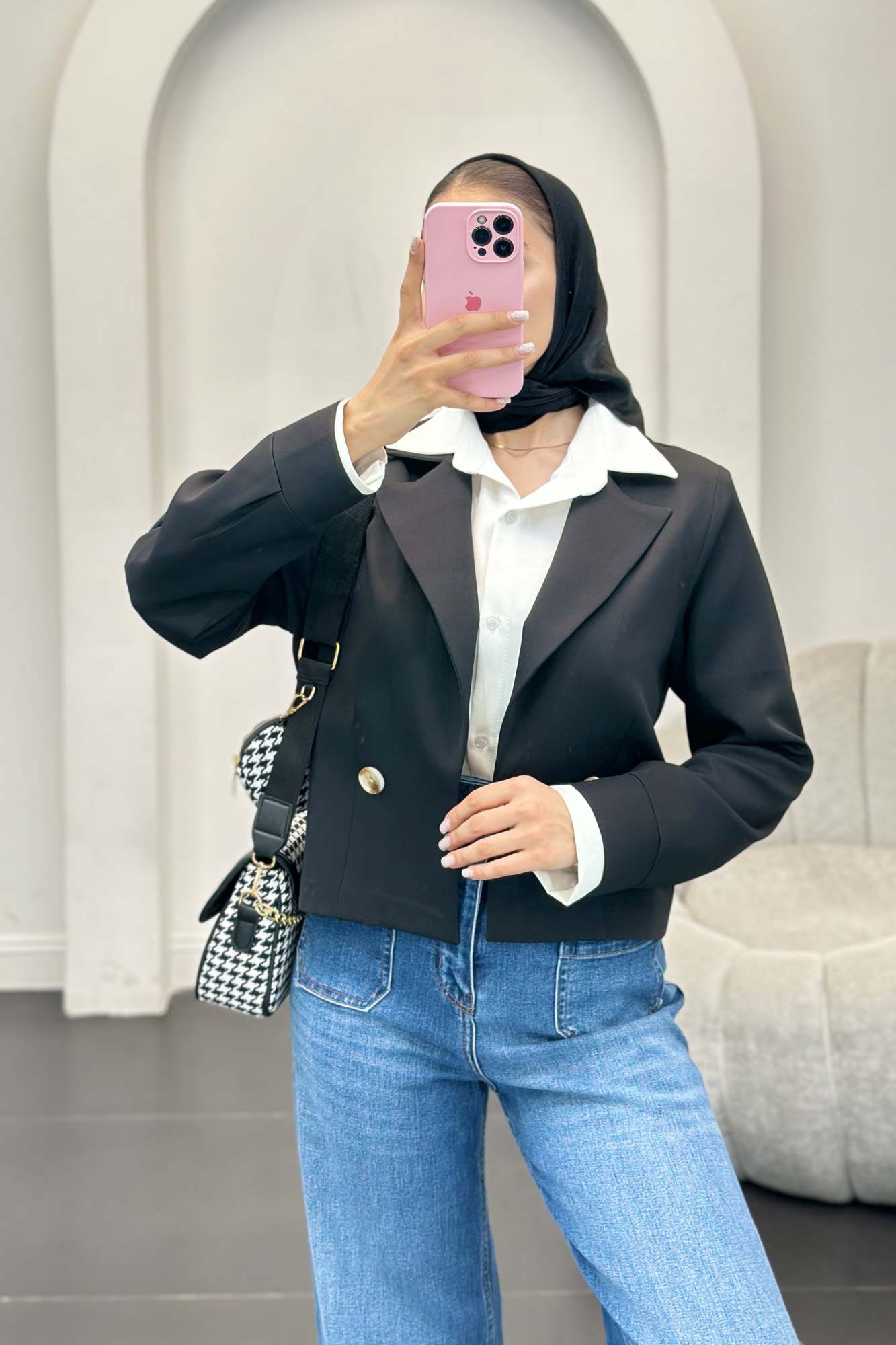 کت کراپ مازراتی آستین پف حانیه