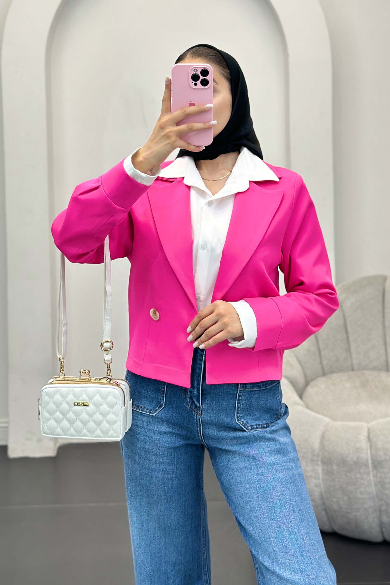 کت کراپ مازراتی آستین پف حانیه