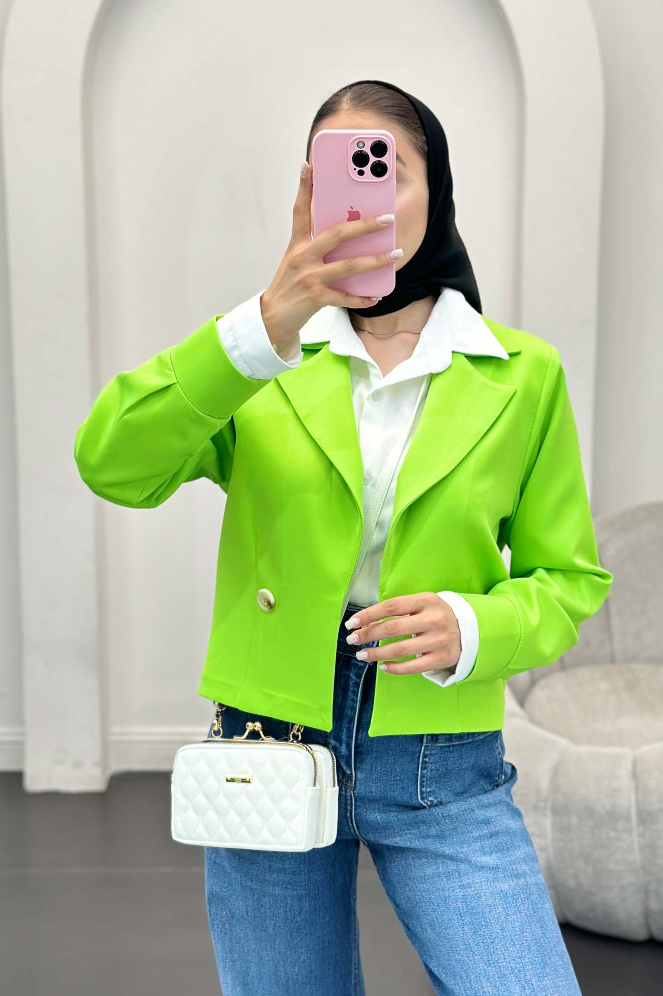 کت کراپ مازراتی آستین پف حانیه