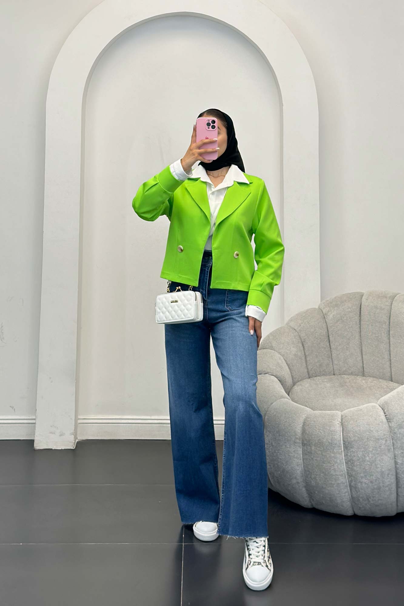 کت کراپ مازراتی آستین پف حانیه