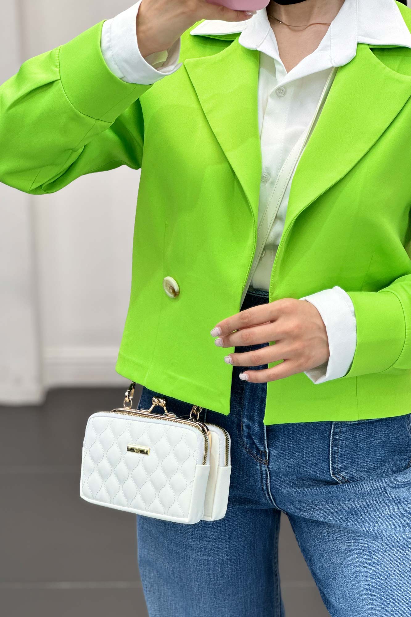 کت کراپ مازراتی آستین پف حانیه