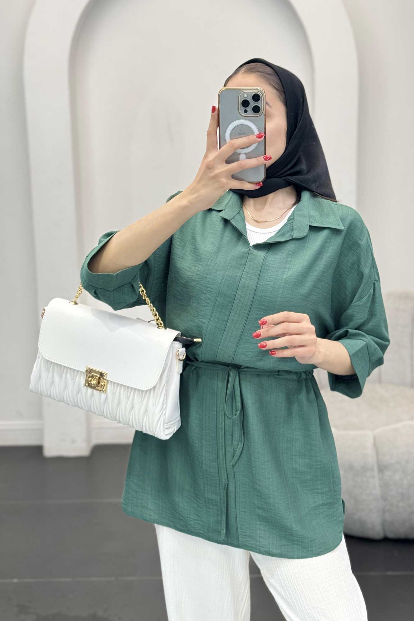 شومیز بابوس کمر گت دار آستین پیله