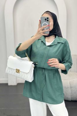 شومیز بابوس کمر گت دار آستین پیله