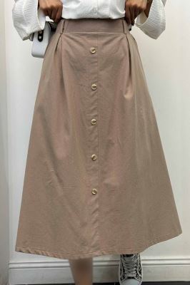 دامن لینن بلند جلو پیله تمام دکمه