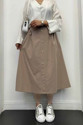 دامن لینن بلند جلو پیله تمام دکمه