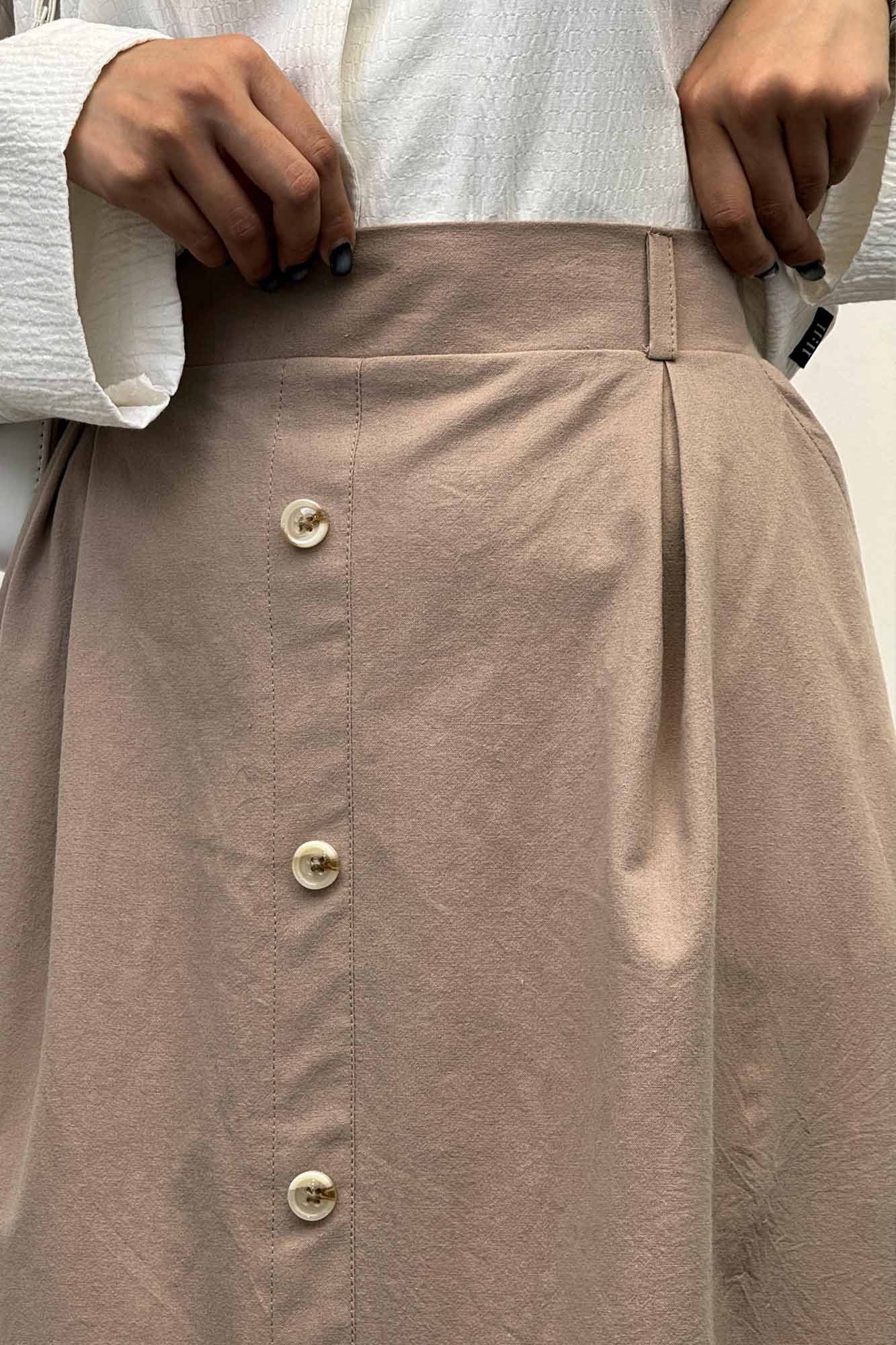 دامن لینن بلند جلو پیله تمام دکمه