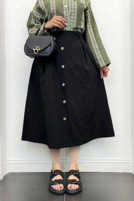 دامن لینن بلند جلو پیله تمام دکمه