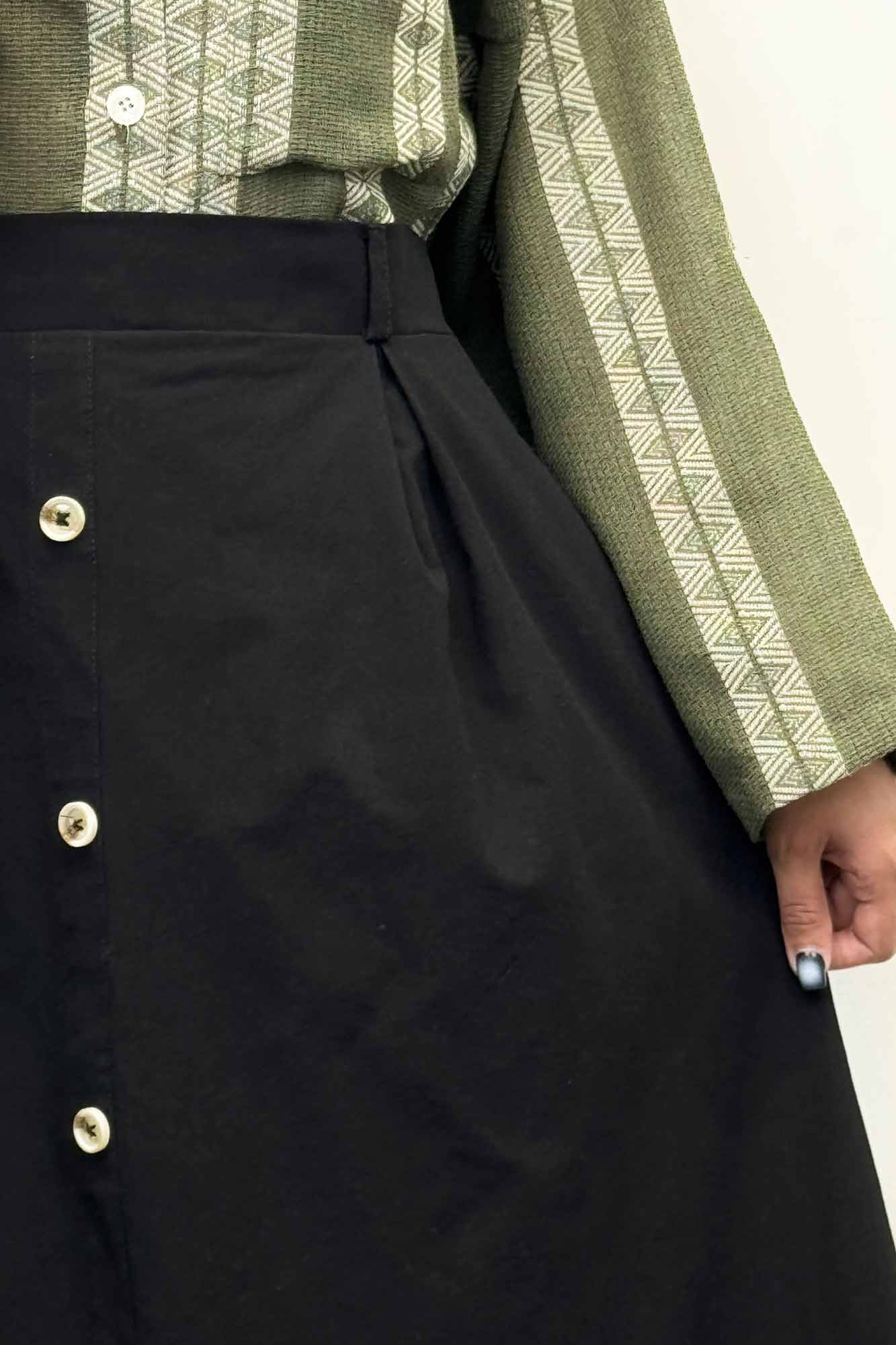 دامن لینن بلند جلو پیله تمام دکمه