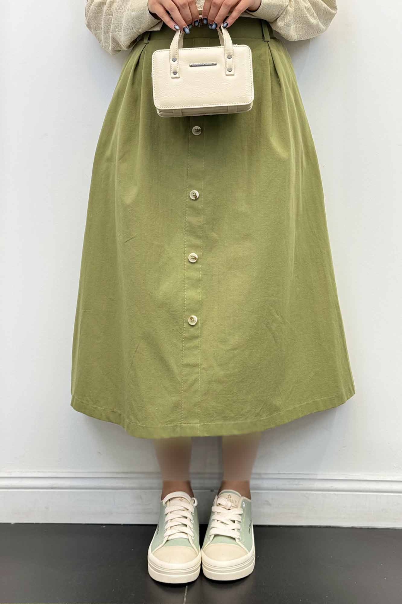 دامن لینن بلند جلو پیله تمام دکمه