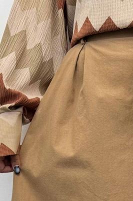 دامن لینن بلند جلو پیله تمام دکمه