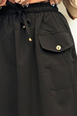 دامن لینن بلند جیب پاکتی