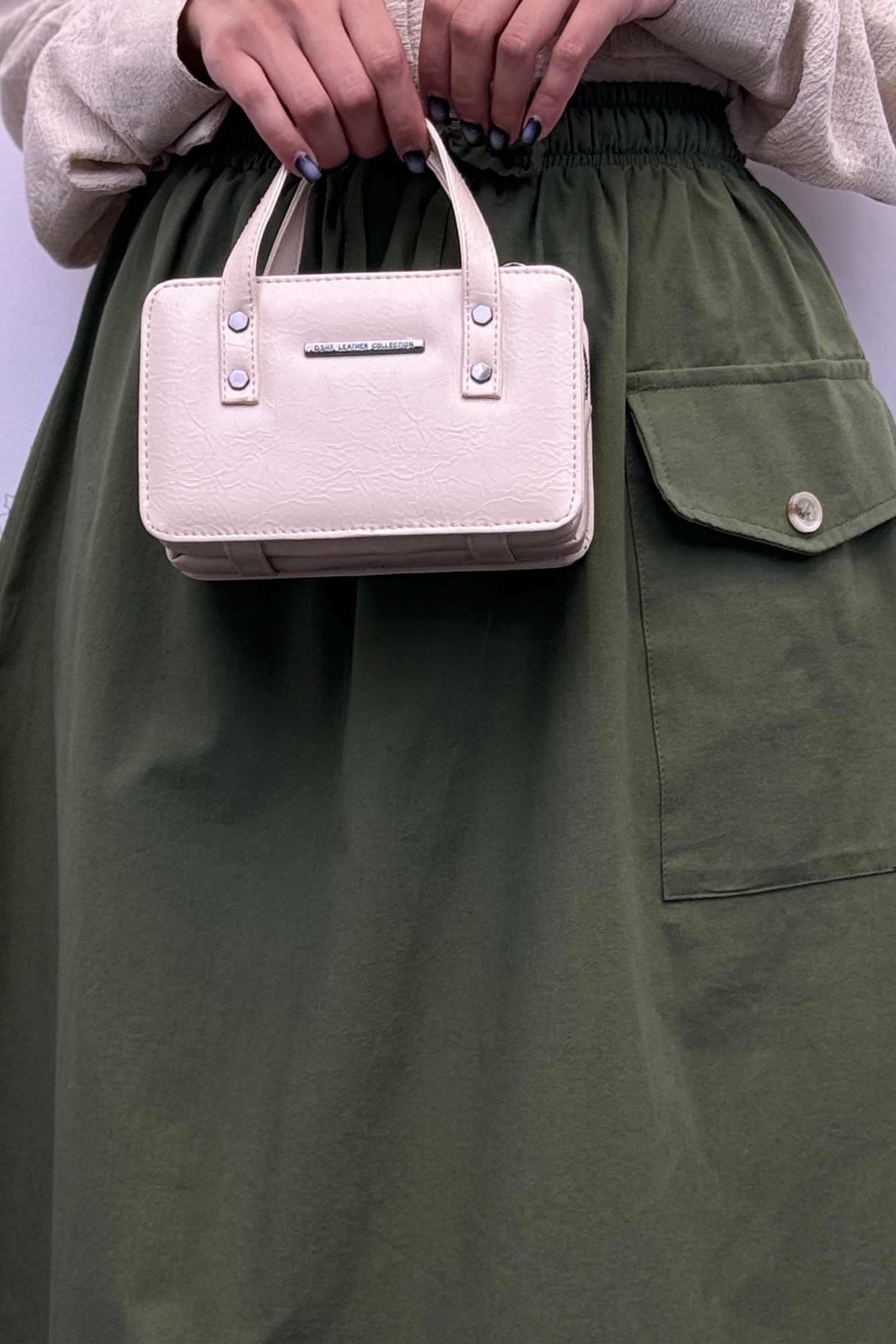 دامن لینن بلند جیب پاکتی