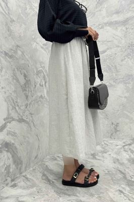 دامن لینن بلند جیب پاکتی