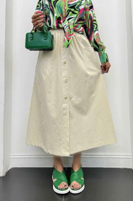 دامن لینن بلند جلو چاکدار دورکش