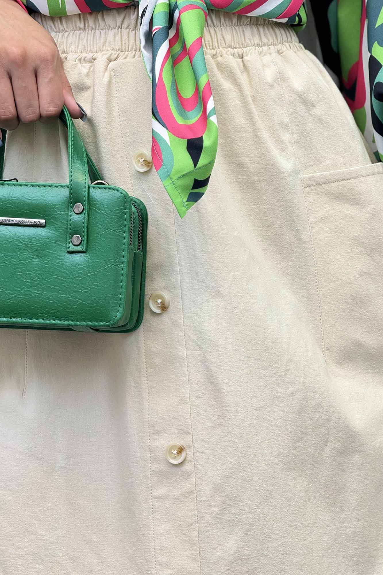 دامن لینن بلند جلو چاکدار دورکش