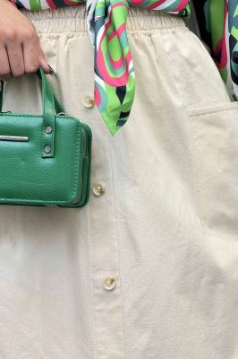 دامن لینن بلند جلو چاکدار دورکش