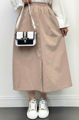 دامن لینن بلند جلو چاکدار دورکش