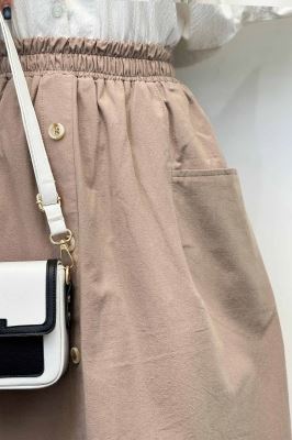 دامن لینن بلند جلو چاکدار دورکش