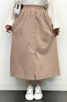 دامن لینن بلند جلو چاکدار دورکش