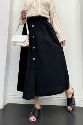 دامن لینن بلند جلو چاکدار دورکش