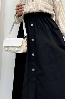 دامن لینن بلند جلو چاکدار دورکش