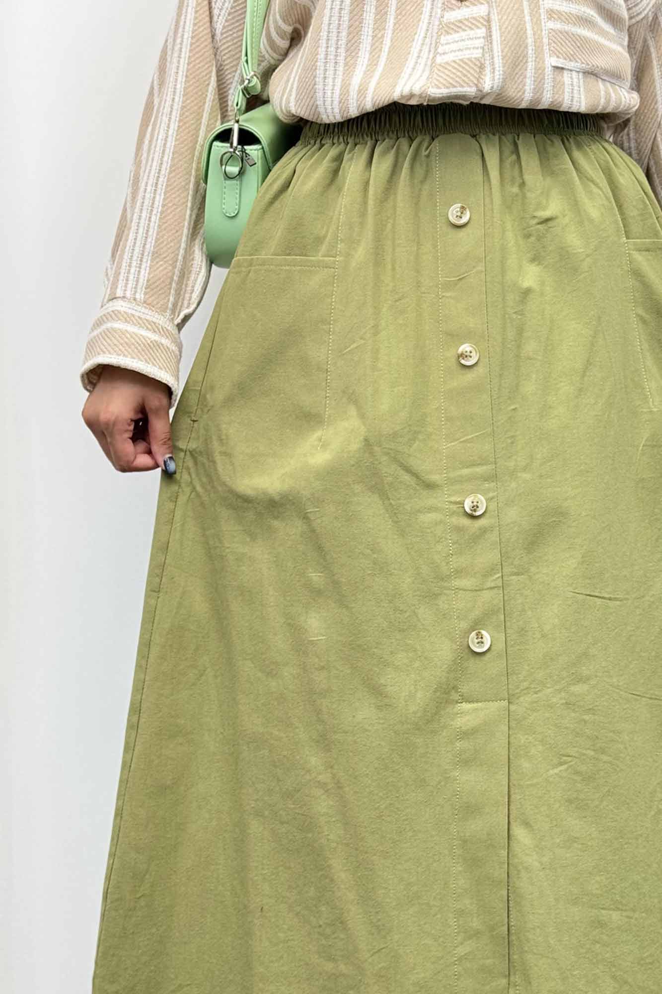 دامن لینن بلند جلو چاکدار دورکش