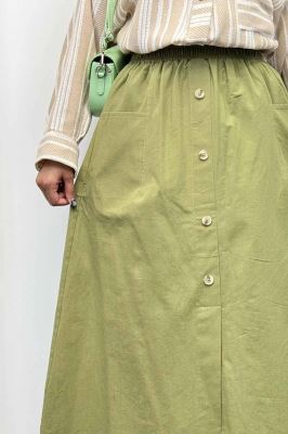 دامن لینن بلند جلو چاکدار دورکش