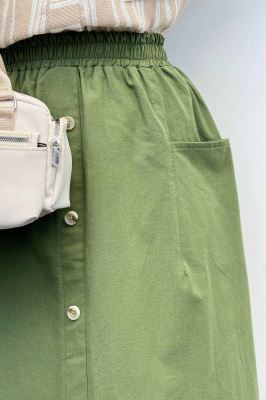 دامن لینن بلند جلو چاکدار دورکش