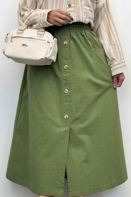 دامن لینن بلند جلو چاکدار دورکش