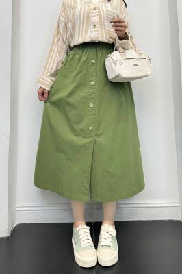 دامن لینن بلند جلو چاکدار دورکش