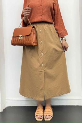 دامن لینن بلند جلو چاکدار دورکش