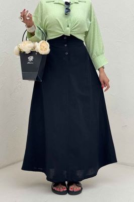 دامن لینن بلند جلو پیله سه دکمه