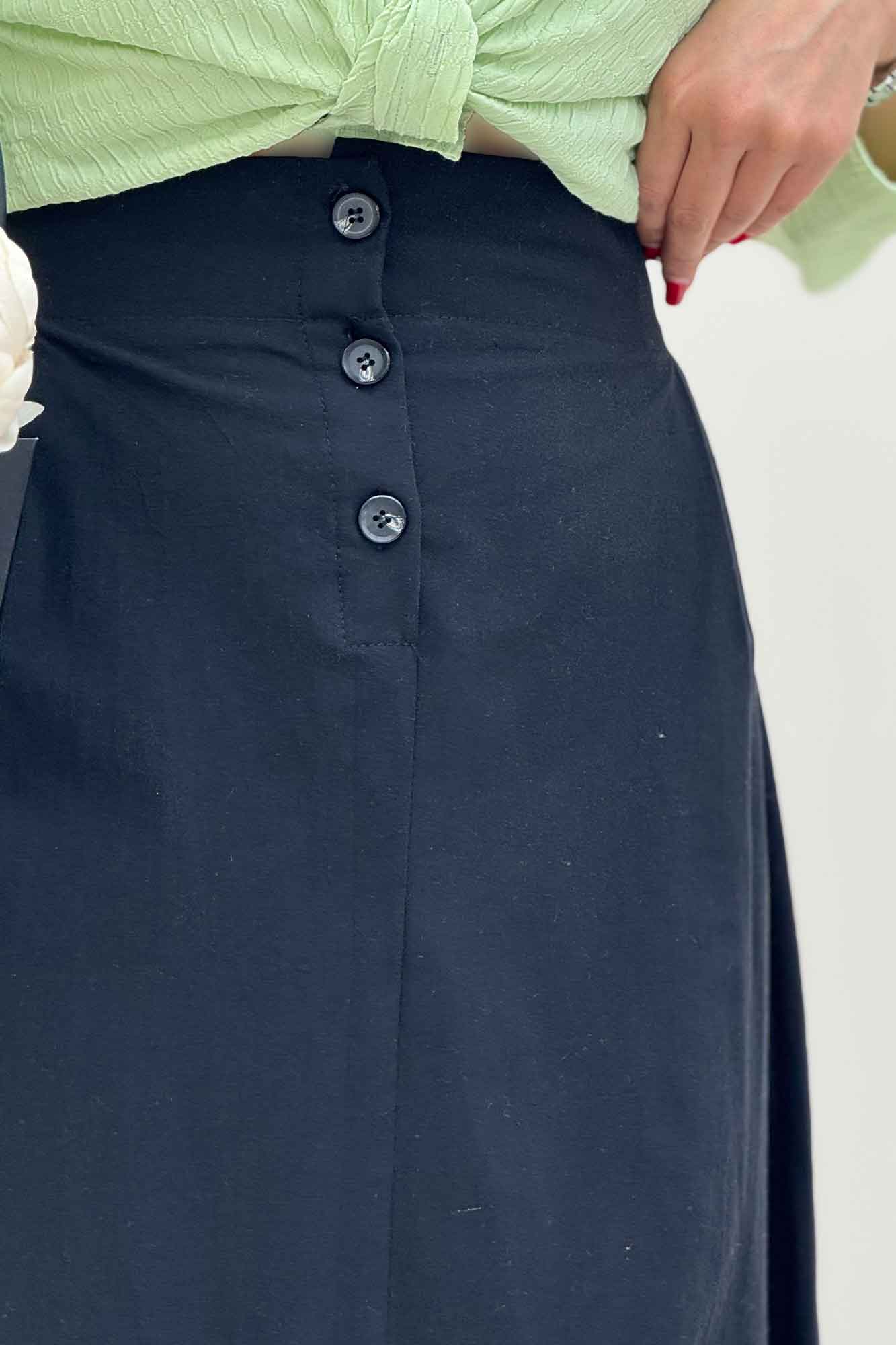 دامن لینن بلند جلو پیله سه دکمه