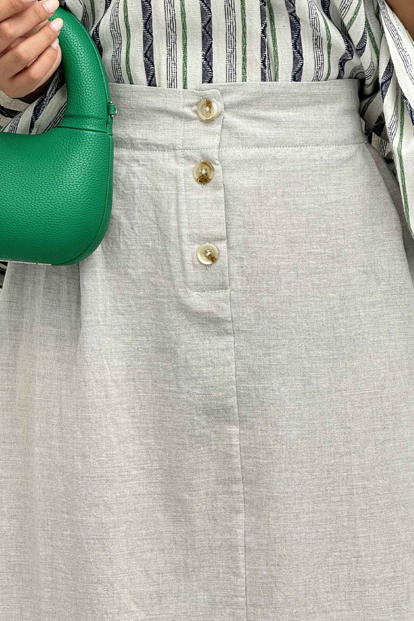 دامن لینن بلند جلو پیله سه دکمه