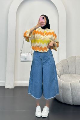 بلوز کراش جناقی تک جیب