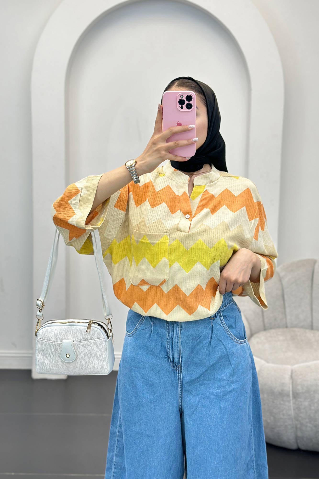 بلوز کراش جناقی تک جیب