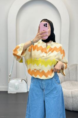 بلوز کراش جناقی تک جیب