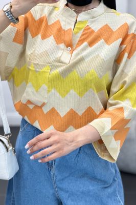 بلوز کراش جناقی تک جیب