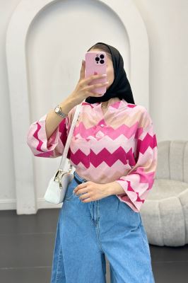 بلوز کراش جناقی تک جیب