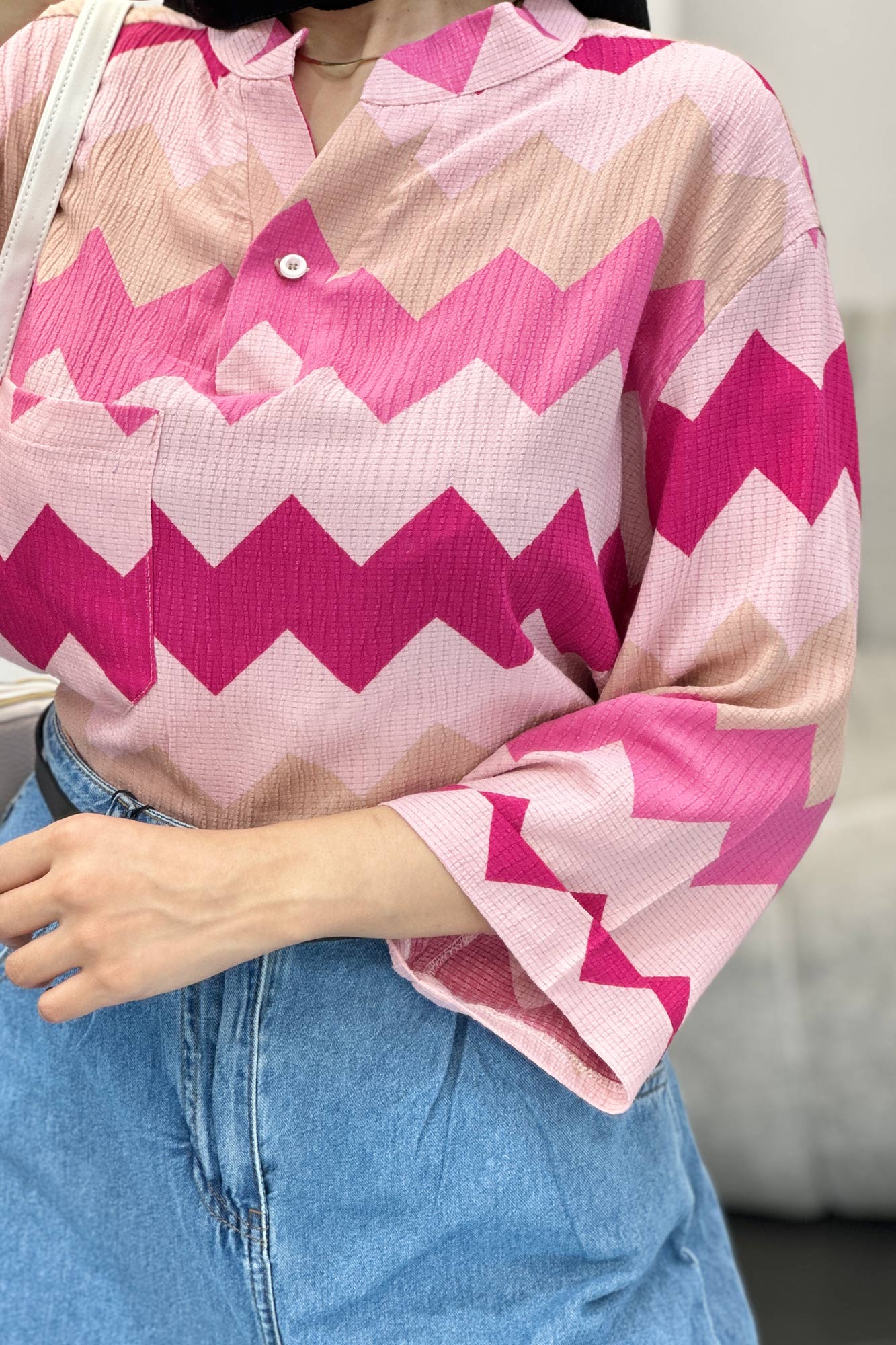 بلوز کراش جناقی تک جیب