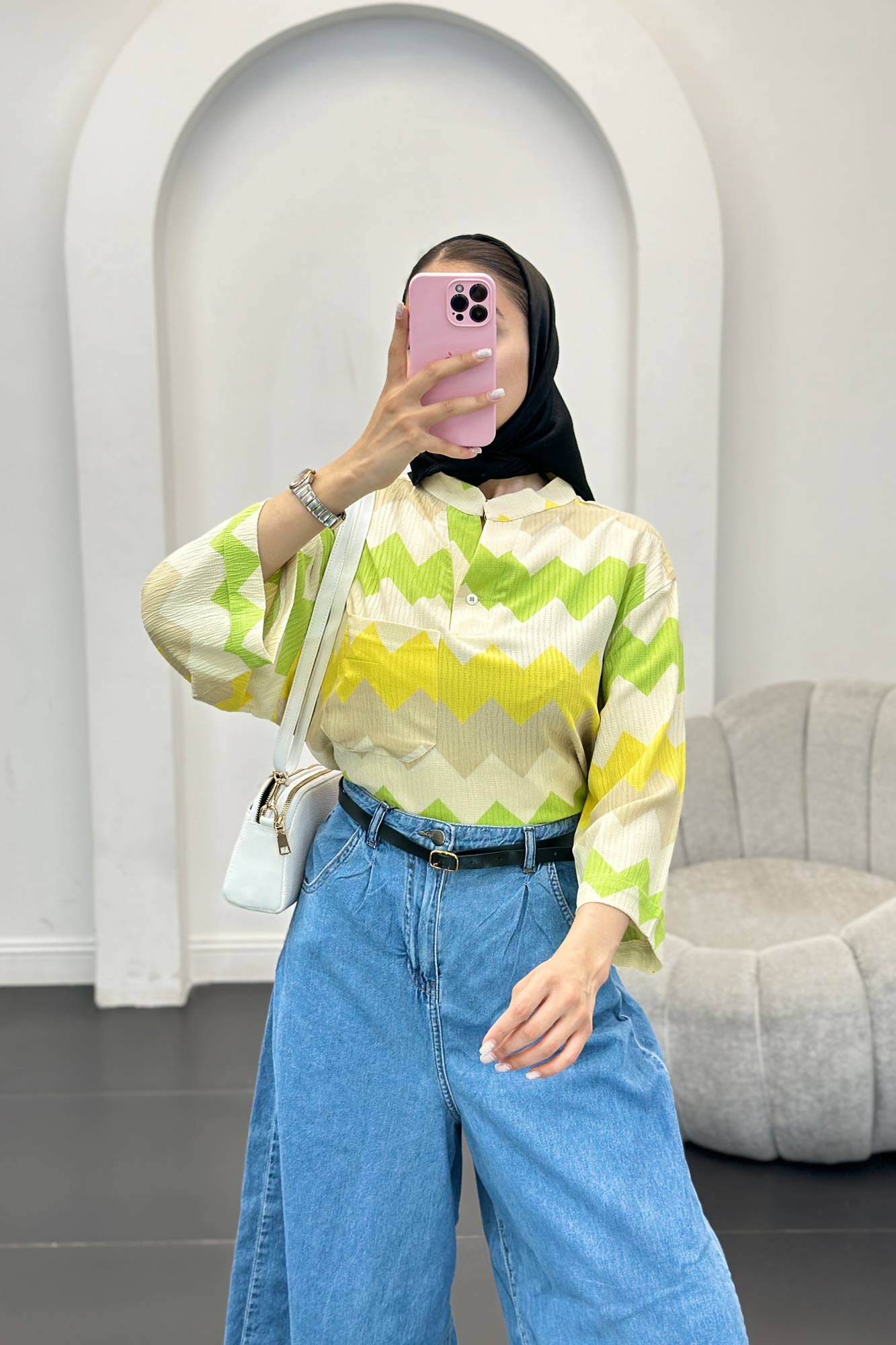 بلوز کراش جناقی تک جیب