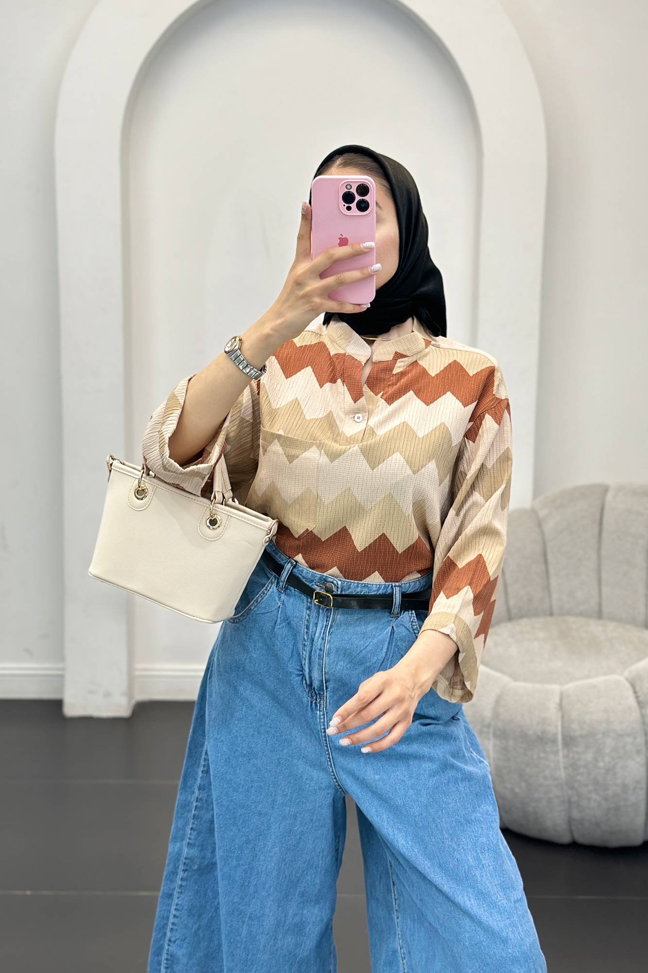 بلوز کراش جناقی تک جیب