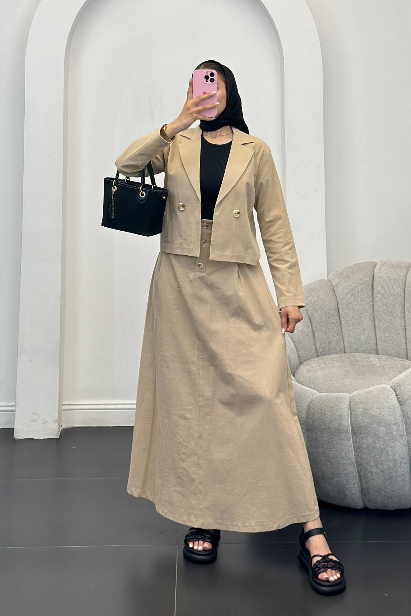 ست کت و دامن لینن لاوین