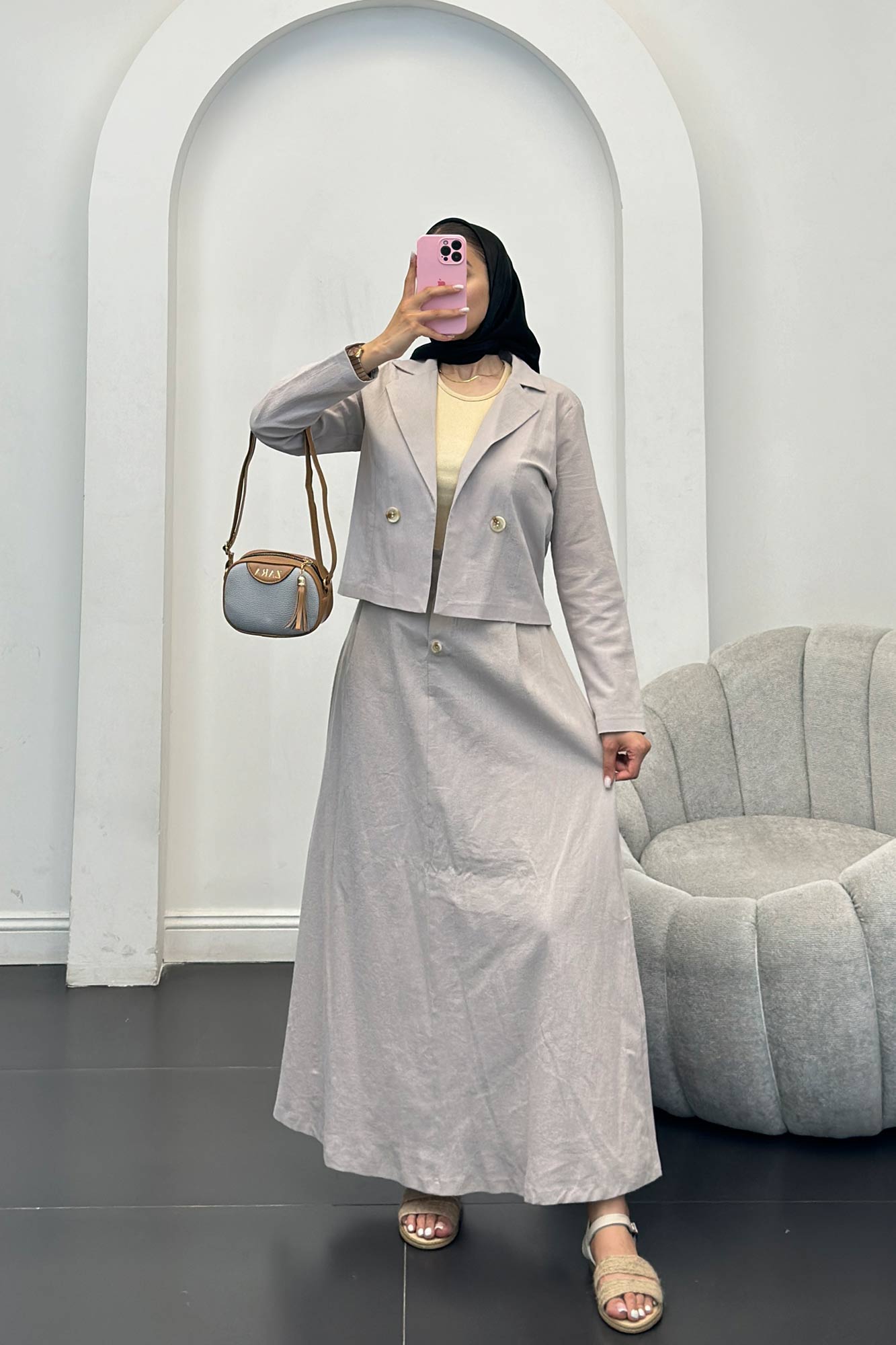 ست کت و دامن لینن لاوین