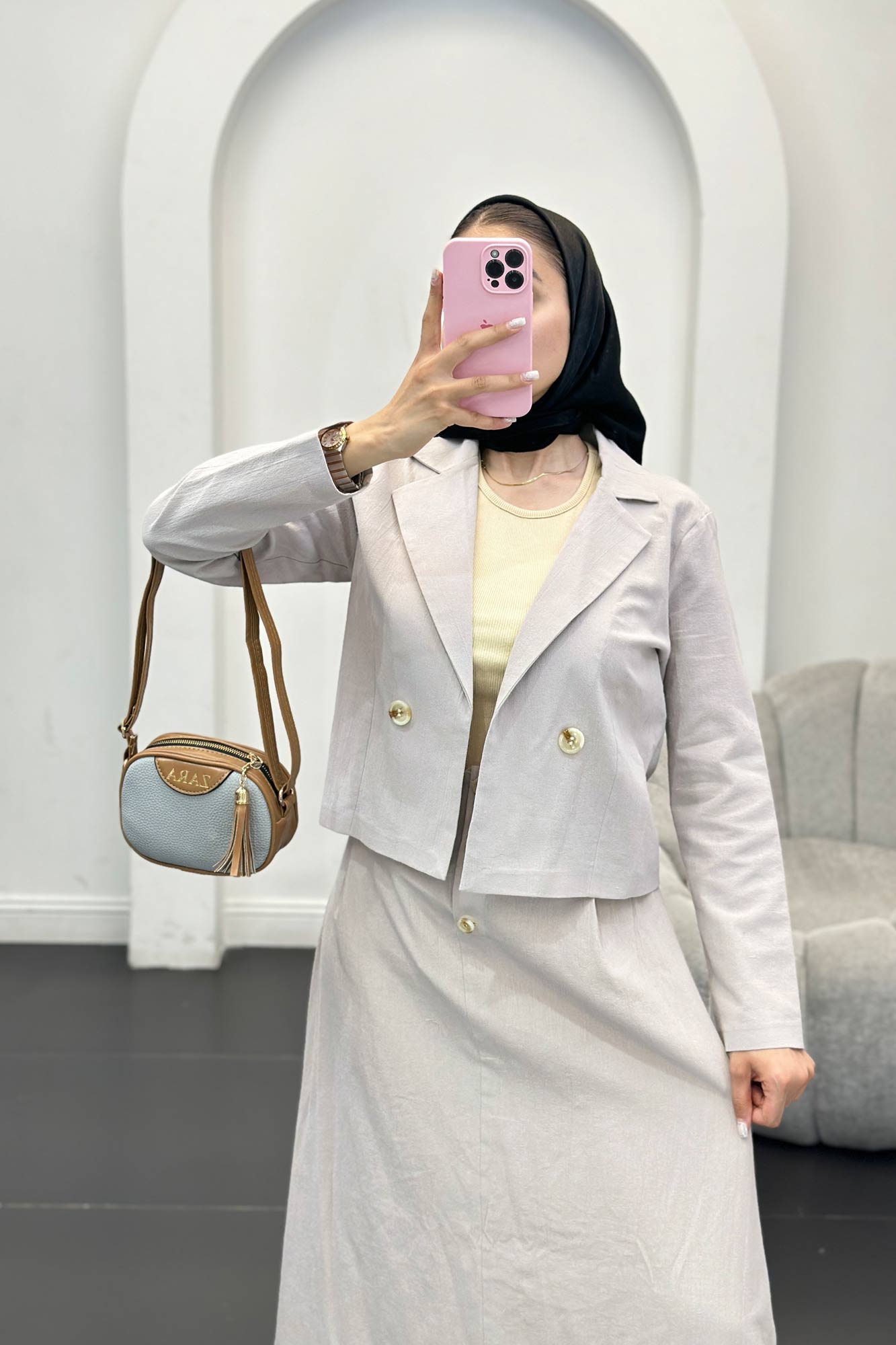 ست کت و دامن لینن لاوین