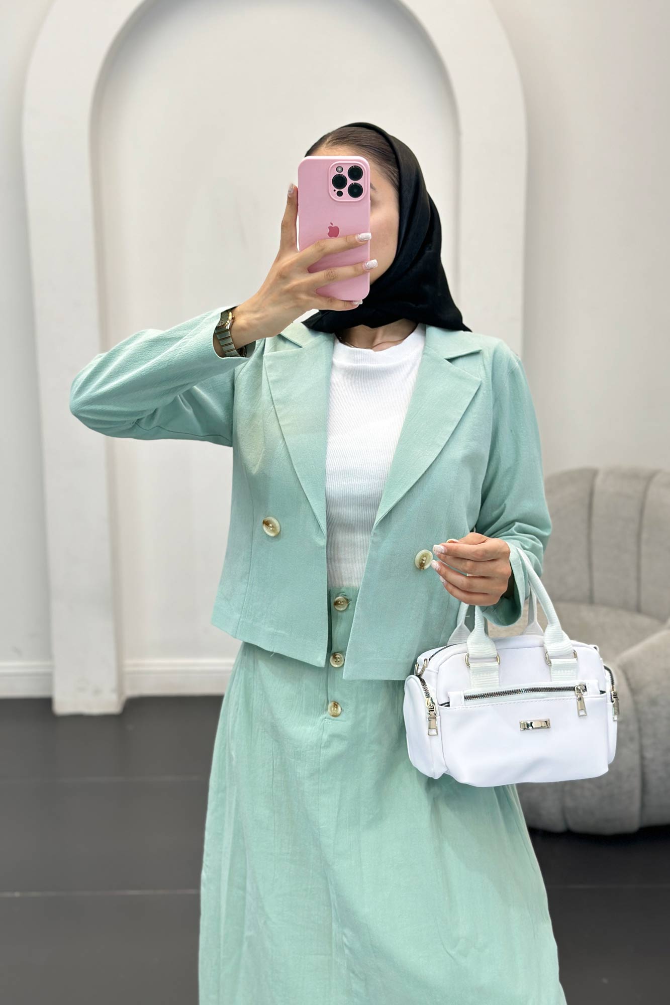 ست کت و دامن لینن لاوین